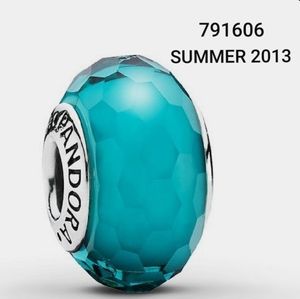 PANDORA 791606 TEAL GLASS FACETED BEAD CHARM